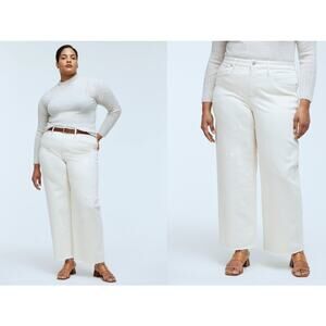 Madewell Perfect Vintage Wide-Leg Crop Jean 16W Ecru Raw Hem High Waist Wide Leg
